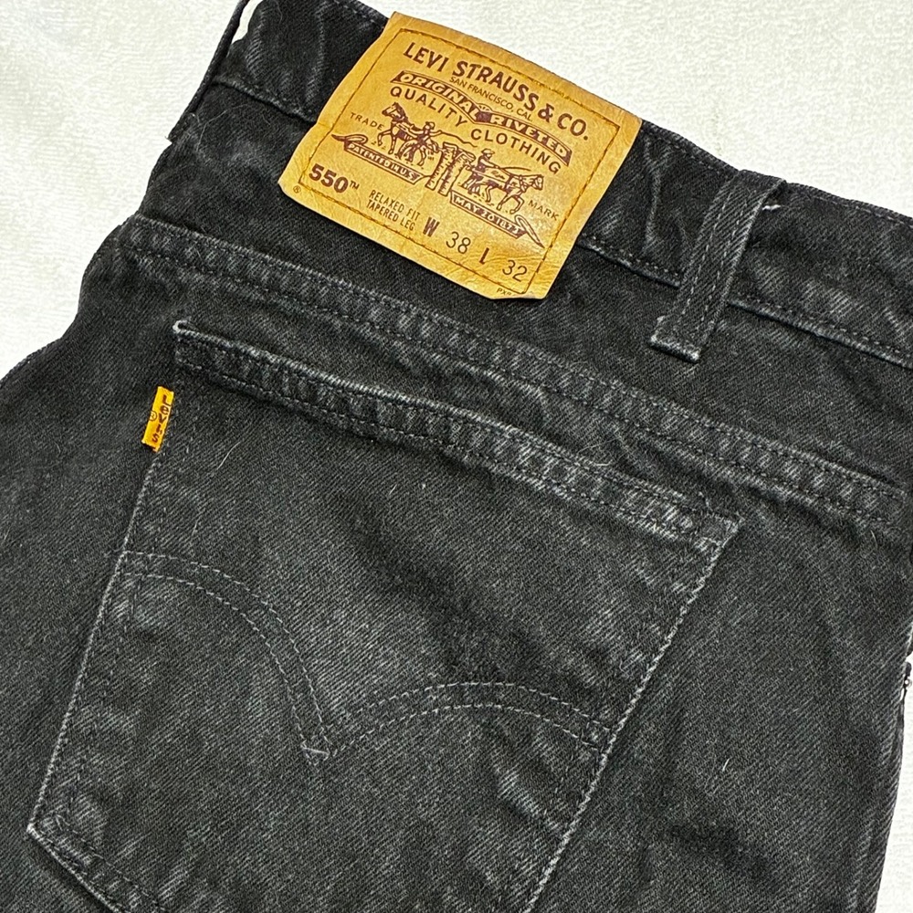LEVIS 550 Mens 38x32 VTG Black Jeans Levis Orange Tab Relaxed Tapered Denim